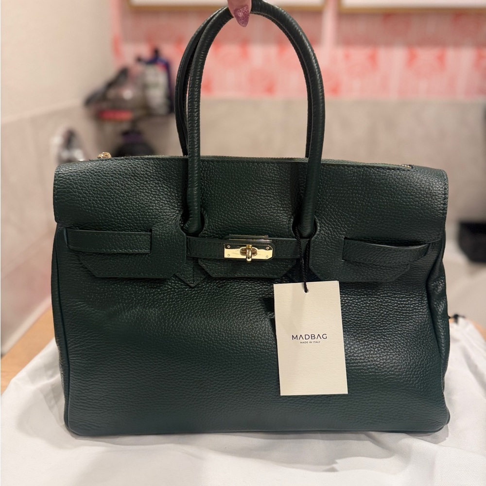 MadBag BIRKIMAD 40 Italian Leather Tote - dark green